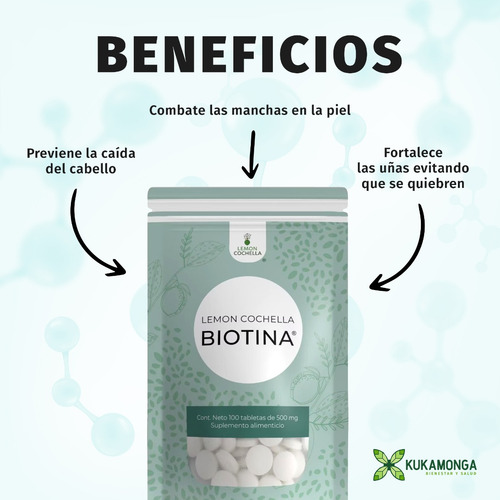 1 Biotina 100 Tabs + 1 Crema Colágeno 120 G - Lemon Cochella Sabor Sin sabor