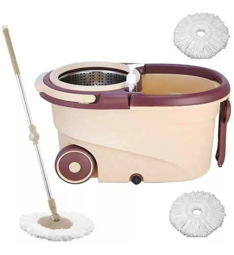 Mopa Centrifuga Acero Ruedas Manija + 2 Mopas Balde