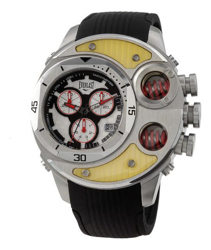 Relógio Everlast Masculino Cronógrafo Aço E521 Branco 10atm