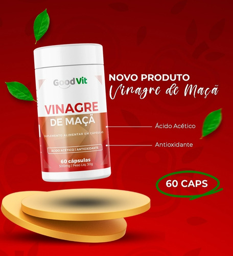 Vinagre De Maçã Cápsulas Good Vit 60 Unidades Antioxidante