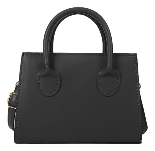 Bolsa Negra De Cuero Pu Bolsa De Dama Casual Y Elegante