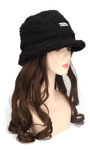Peluca Larga De Lana, Sombrero De Pescador, Negro, Marrón Cl