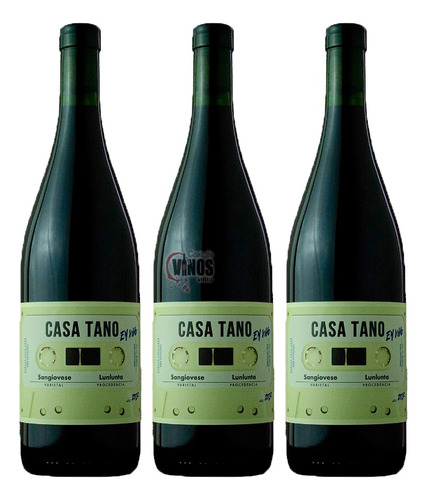 Vino En Vivo Sangiovese Lunlunta Casa Tano Pack X3 Unidades