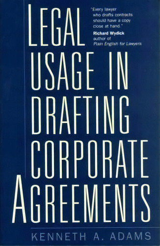 Legal Usage In Drafting Corporate Agreements, De Kenneth A. Adams. Editorial Abc-clio, Tapa Dura En Inglés, 2001