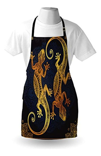 Oro Mandala Delantal Por Lunarable Arte Gecko Lagarto Cifras