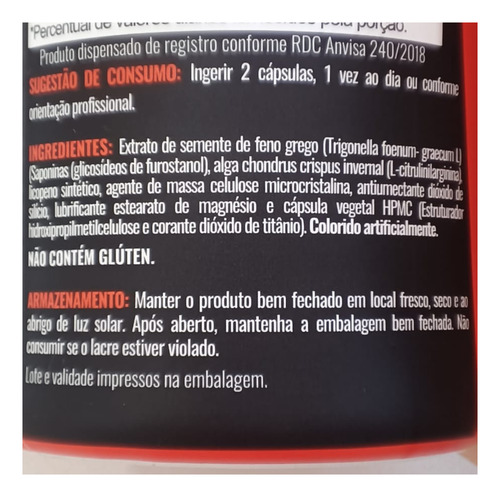 Suplemento Em Cápsula New Millen Feno Test Sabor Sem Sabor