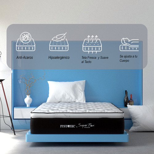 Colchón King Size Restonic One Flex Ortopédico + 2 Almohadas
