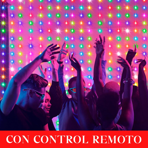 Luces Led De Cortina Smart 3x2 Metros 400 Luces Control Ip65 Multicolor