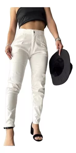 Pantalón para Mujer Blanco de Tela Tiro Medio - Alto - Terragona