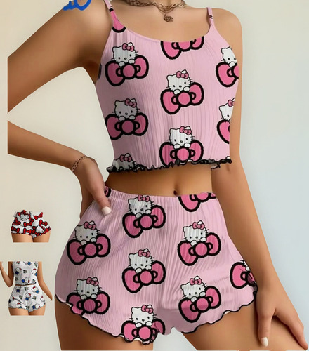 Pijama De Dos Piezas Hello Kitty, Blusa Y Short