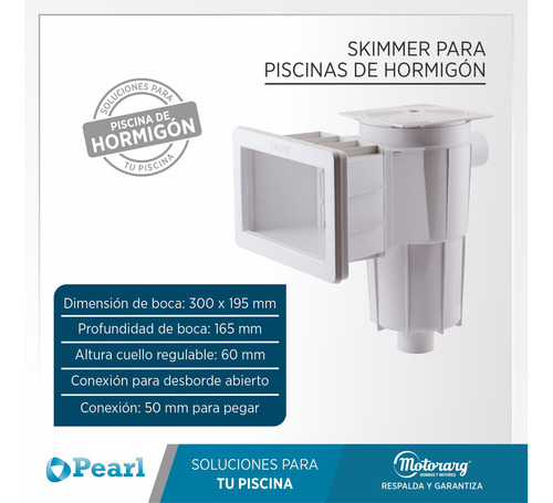 Pearl Skimmer para piscinas de hormigón (boca 30 cm)