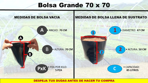 1 Kilo Bolsa Para Vivero 70 X 70 Grande Plantar Trasplantar