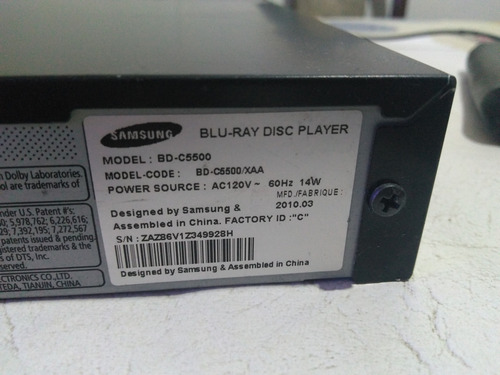 Reproductor Blue-ray Samsung Bd 6500 C/ctrl Rem Funcionando Negro (Usado)