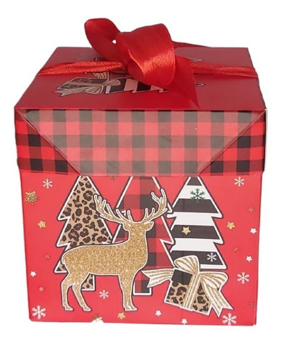 Imagen 1 de 2 de Pack De 6 Cajas De Navidad Plegables De 10x10x10 Cm