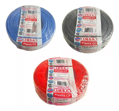 Pack X 300 Metros Cable Unipolar Imsa 1,5mm Celeste Rojo Neg