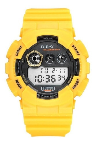 Reloj De Pulsera Diray Para Hombre Deportivo Dr341g6 Color de la correa Amarillo Color del bisel Amarillo