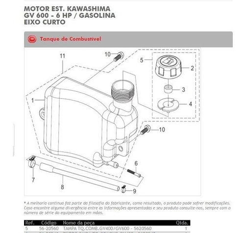 Tampa De Tanque Gv600/gv400 Kawashima