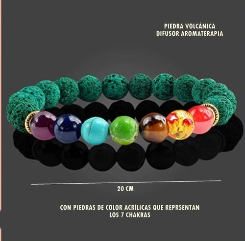 Imagen 2 de 3 de Pulsera 7 Chakras Piedra Volcánica