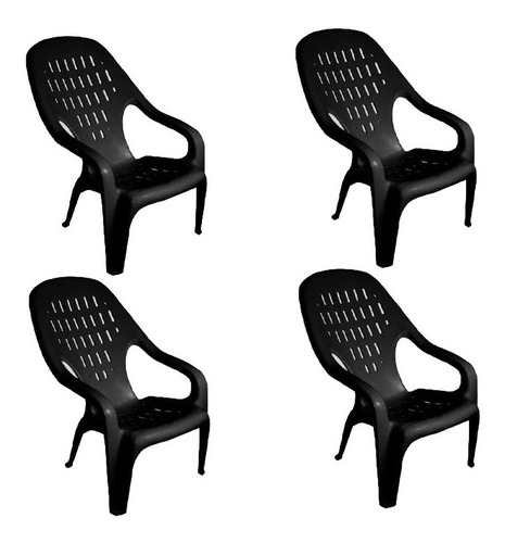 Set 4 Sillas Sillon Siesta Mascardi Reforzado Negro