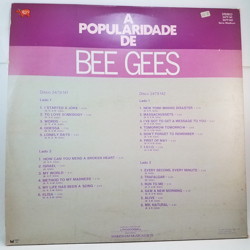 Bee Gees A Popularidade De Vinilo Lp Doble Ex Brasil (Usado)