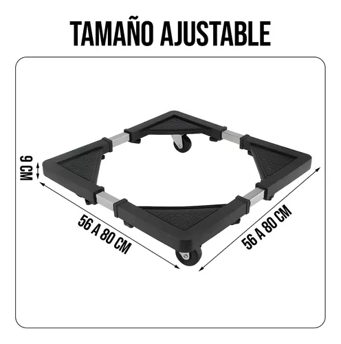 Base Ajustable Con Ruedas Soporte Para Lavadora Nevera 80x80