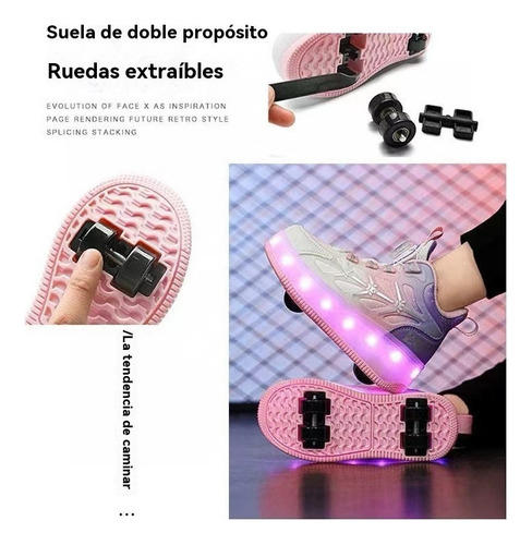 Tenis Patin Patines Led Con 4 Ruedas /zapatos Deportivos
