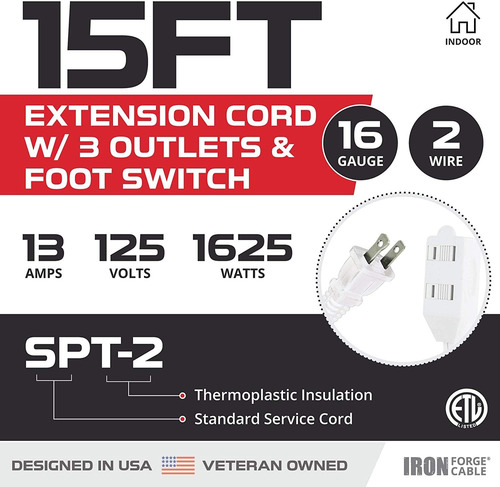 Cable De Extensión Con Interruptor De Pie Y 3 Tomas De Corri