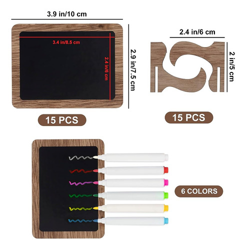Temlum 15 Pcs Mini Letrero De Pizarra Con 6 Marcadores De Ti
