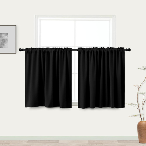 Cortinas Cortas Opacas Para Baño, Juego De 2 Paneles