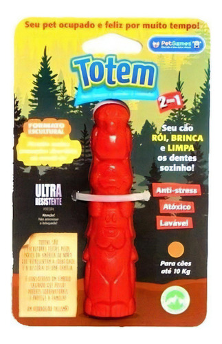 Mordedor Nylon Cães Pet Games Totem Nylon M - Vermelho