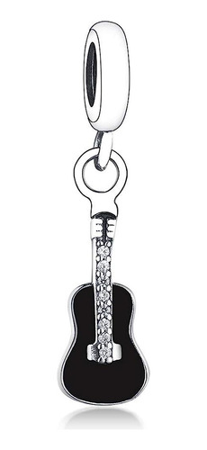 Cool Black Guitar  You Rock  925 Sterling Silver Pendant Cha