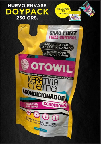 Imagen 4 de 6 de Acondicionador Keratina Otowil X250g + Doypack + Regalos