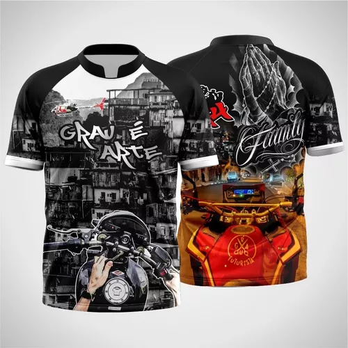 Kit 2 Camisas Camiseta Moto Favela Quebrada Grau Não É Crime