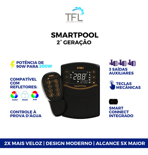 Kit Smartpool 2a Geração Tholz + 04 Leds 15w Rgbw