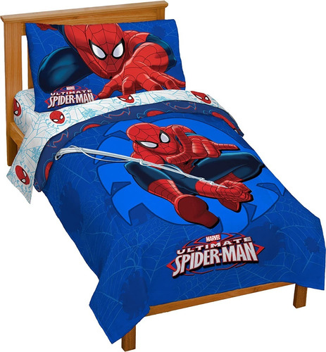 Set De Sábanas Spiderman De Marvel Con Barras