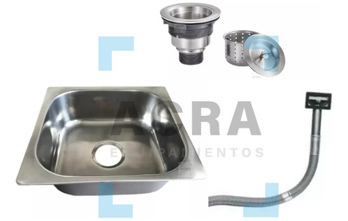 Imagen 3 de 7 de Pileta Vindex Simple De Embutir 40x37.5x15 Con Válvula Acra