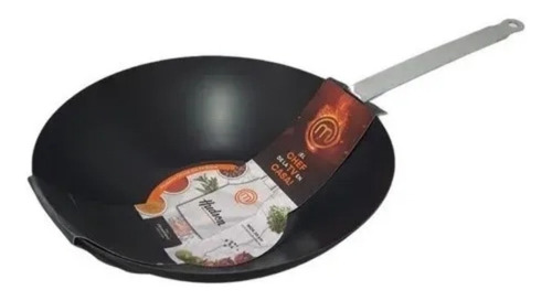 Wok De Acero Al Carbono Hudson Antiadherente 30 Cm Induccion Color Negro