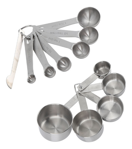 Juego De Tazas Y Cucharas Medidoras De Acero Inoxidable