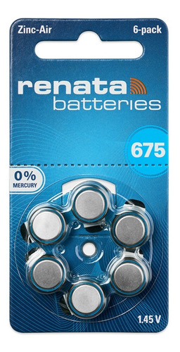 Imagen 2 de 6 de Pilas Audifono Zinc Air Renata 675 Pr44 6 Unidades Alemanas