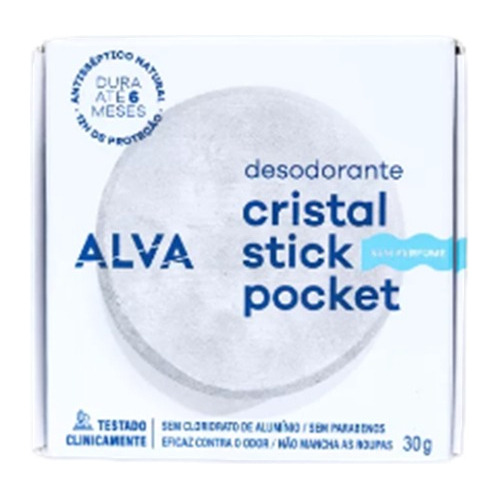 Kit 2x: Desodorante Cristal Pocket Personal Care Alva 30g Fragrância Sem fragrância