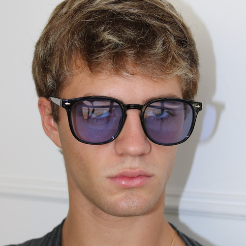 Anteojos Sol Infinit Xenote Negro Brillo Lente Blueberry