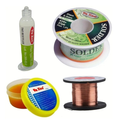 Kit Estaño Pasta Para Soldar Flux Líquido Hilo De Cobre 