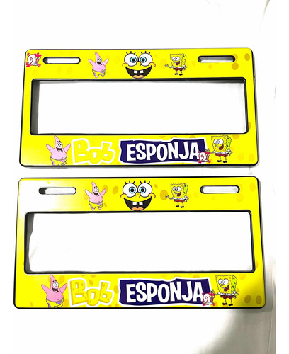 Par Porta Placas Autos Bob Esponja Premium 2024