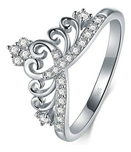 Anillo Corona Princesa Boruo Plata Cz Talla 4-12