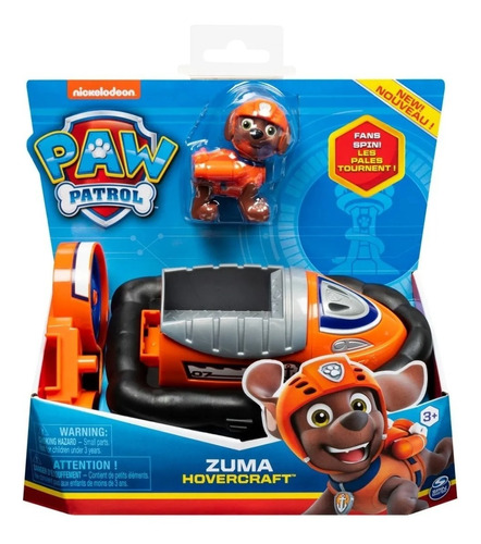 Paw Patrol Muñeco Zuma Con Vehiculo Naranja Original