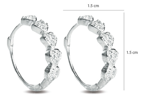 Aretes Arracada Para Mujer Plata Ley .925 Incrustaciones Zirconia Forma De Corazon Tipo Huggies Elegantes Finos Ligeros Moda Ideales Para Regalar Set De 2 Aretes