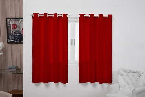 Cortina Oxford Sala E Quarto 2,80m X 1,70m Janela Lisa Luxo Cor Vermelho