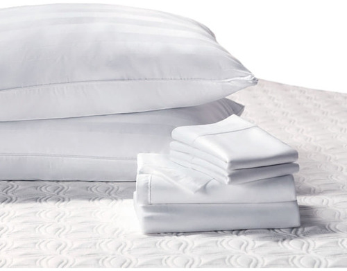 Set Sabanas Unicolor Blancas Y Almohadas K My Home Store