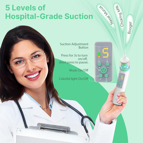 Aspirador Nasal Para Bebe Succion Ajustable De 5 Niveles Blanco