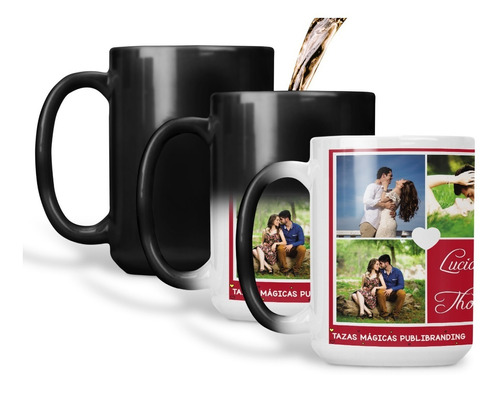 Taza Mágica Personalizado Con Collage De Fotos De 15 Onzas